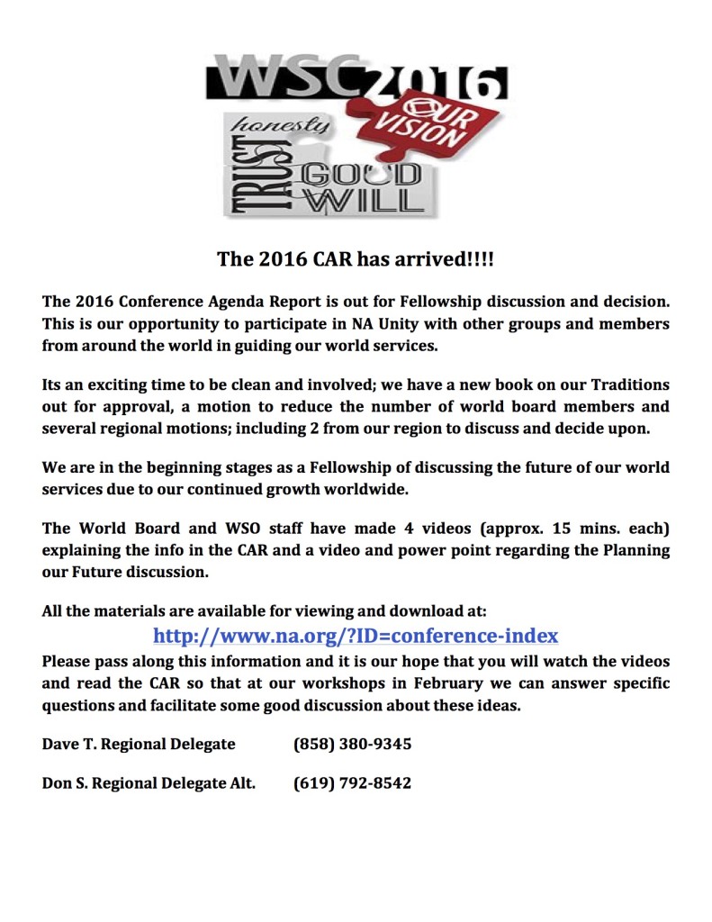 2016 CAR Info
